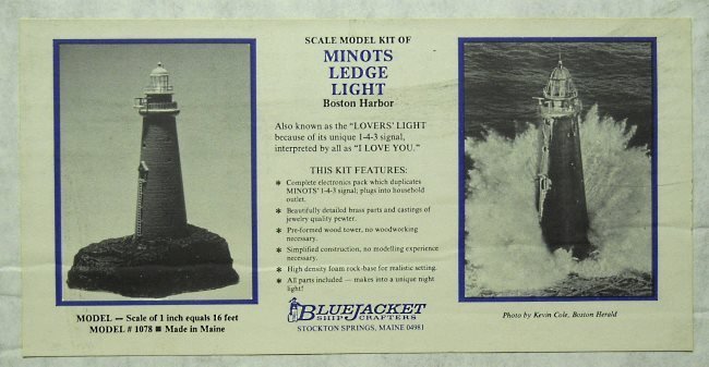 Bluejacket 1/72 Operating Minots Ledge Light Boston Harbor Lighthouse (Lovers Light), 1078 plastic model kit
